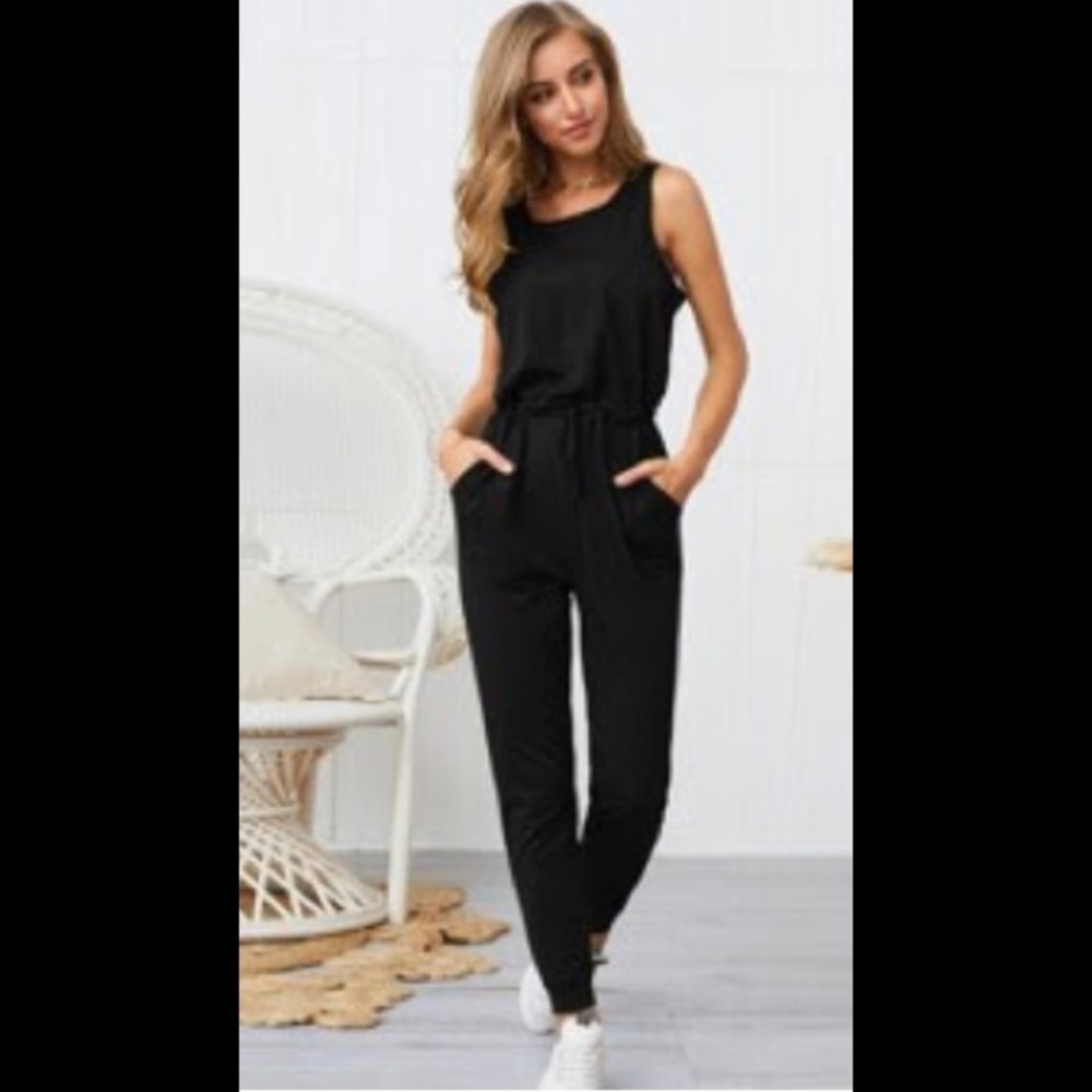 Black jumpsuit- medium- sleeveless
